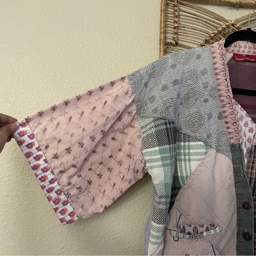 Sacred Threads Patchwork Top Kimono Cardigan Boho… - image 4
